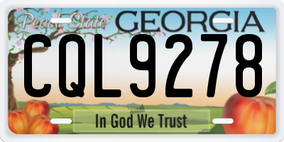 GA license plate CQL9278