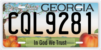 GA license plate CQL9281