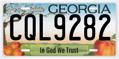 GA license plate CQL9282