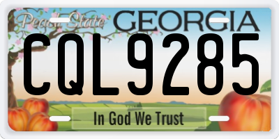 GA license plate CQL9285