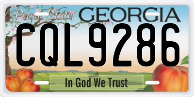 GA license plate CQL9286