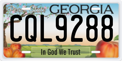 GA license plate CQL9288