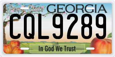 GA license plate CQL9289