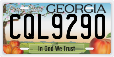 GA license plate CQL9290