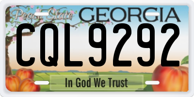 GA license plate CQL9292