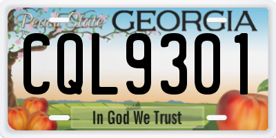 GA license plate CQL9301