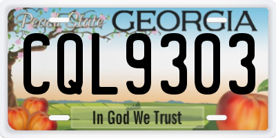 GA license plate CQL9303