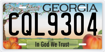 GA license plate CQL9304