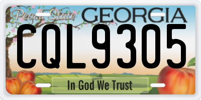 GA license plate CQL9305