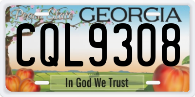 GA license plate CQL9308