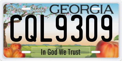GA license plate CQL9309