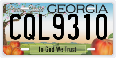 GA license plate CQL9310