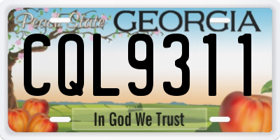GA license plate CQL9311