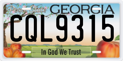 GA license plate CQL9315