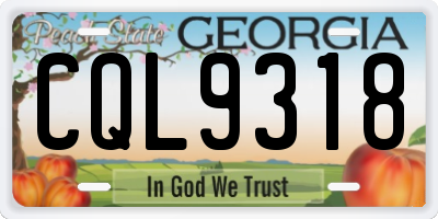 GA license plate CQL9318
