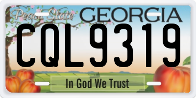 GA license plate CQL9319
