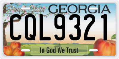 GA license plate CQL9321