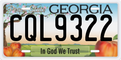 GA license plate CQL9322
