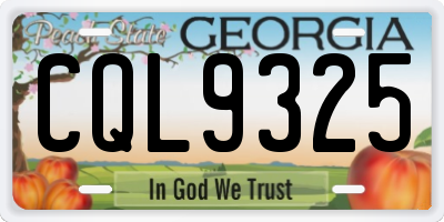 GA license plate CQL9325