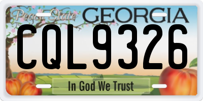 GA license plate CQL9326