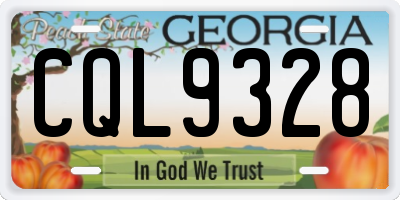 GA license plate CQL9328