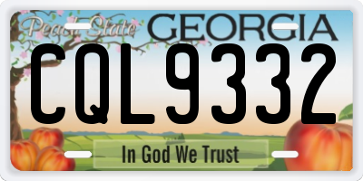 GA license plate CQL9332