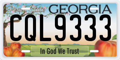 GA license plate CQL9333