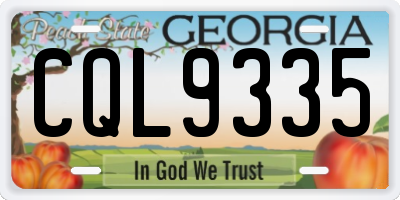 GA license plate CQL9335