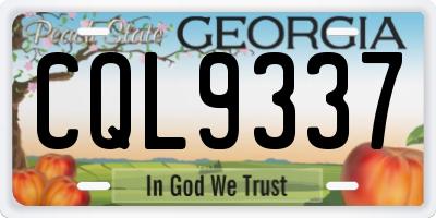 GA license plate CQL9337