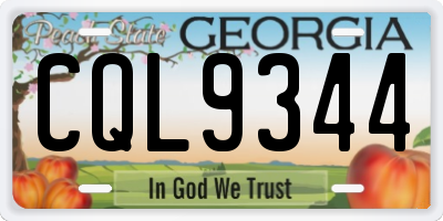 GA license plate CQL9344