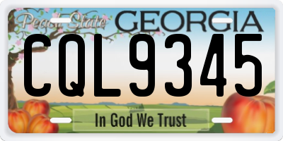 GA license plate CQL9345