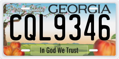 GA license plate CQL9346
