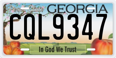 GA license plate CQL9347