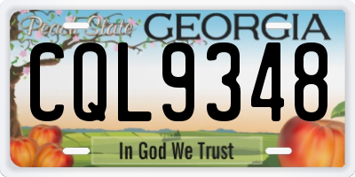 GA license plate CQL9348