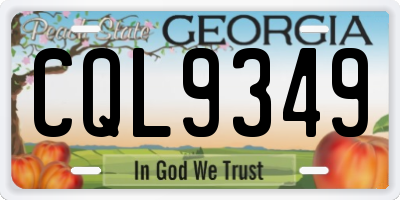 GA license plate CQL9349