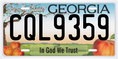 GA license plate CQL9359