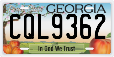 GA license plate CQL9362
