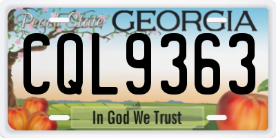 GA license plate CQL9363