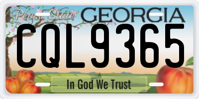 GA license plate CQL9365