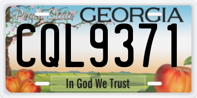 GA license plate CQL9371