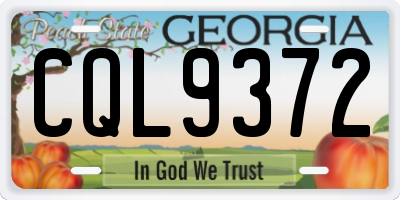 GA license plate CQL9372