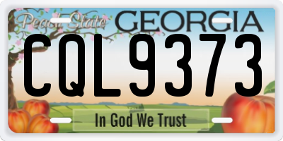 GA license plate CQL9373