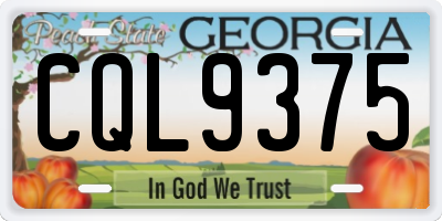 GA license plate CQL9375