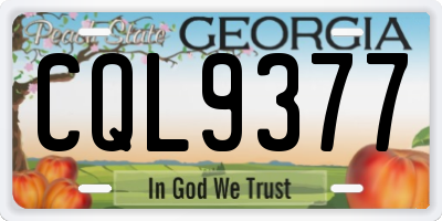 GA license plate CQL9377