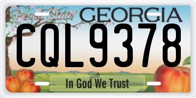 GA license plate CQL9378