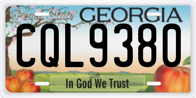 GA license plate CQL9380
