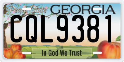 GA license plate CQL9381