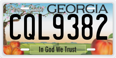 GA license plate CQL9382