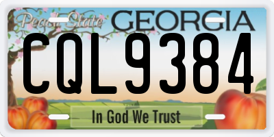 GA license plate CQL9384