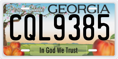 GA license plate CQL9385